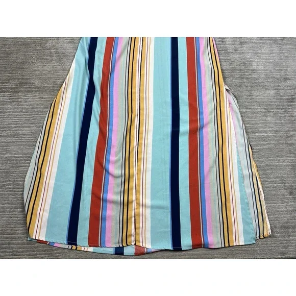 Main Strip Dress Womens Large Sleeveless Multicolor Striped Maxi Belted‎ Casual - Picture 9 of 13